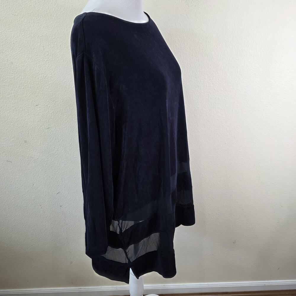 Chico's Travelers Women's Size 3 (XL) Navy Blue Slinky 3/4 Sleeve Tunic Shirt - Picture 2 of 6